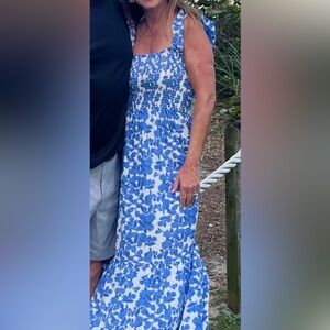 THML Blue and White Textured Dress